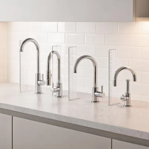 Kitchen applications bench with faucet samples