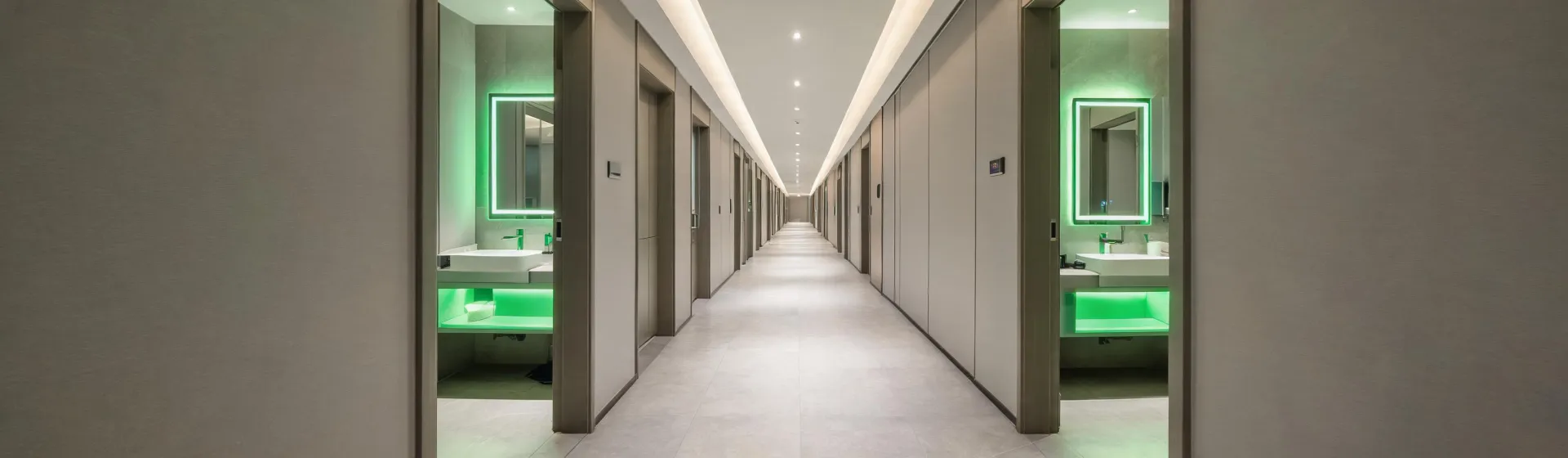 Architectural bathroom corridor in a hospitality project